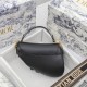 Dior Women's Bags Shoulder Bag Mini Saddle Bag Black Grained Calfskin - Bags