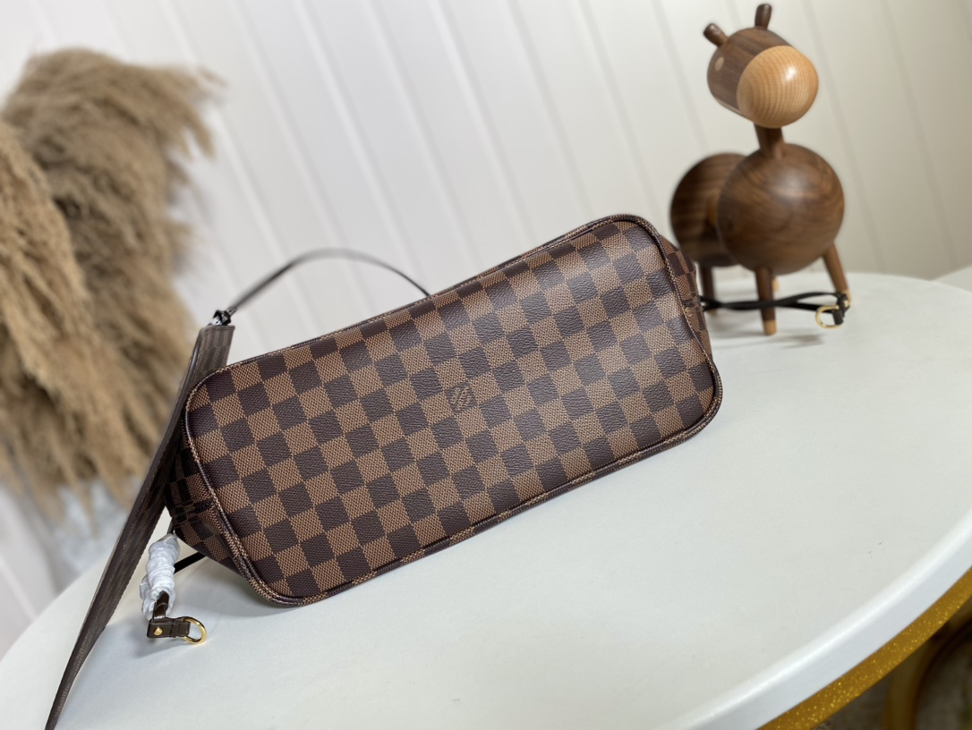 LOUIS VUITTON LV Damier Ebene Canvas Neverfull Rose Ballerine - Bag