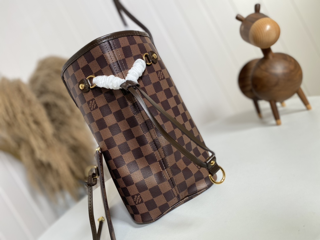 LOUIS VUITTON LV Damier Ebene Canvas Neverfull Rose Ballerine - Bag