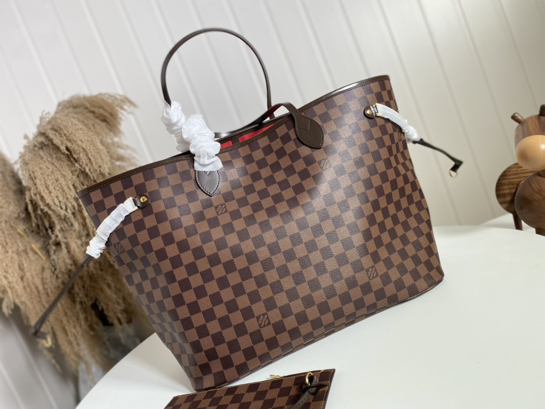 LOUIS VUITTON LV Damier Ebene Canvas Neverfull Rose Ballerine - Bag